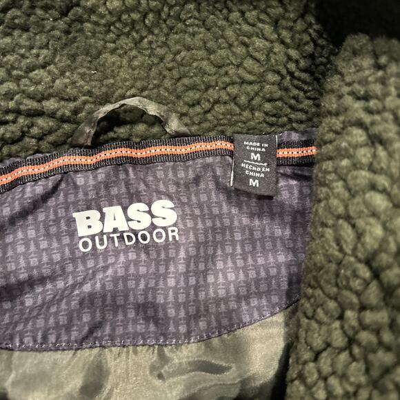 BASS OUTDOORS Men's Forest Green Full Zip Sherpa Vest Jacket Medium Cozy! - Picture 4 of 6